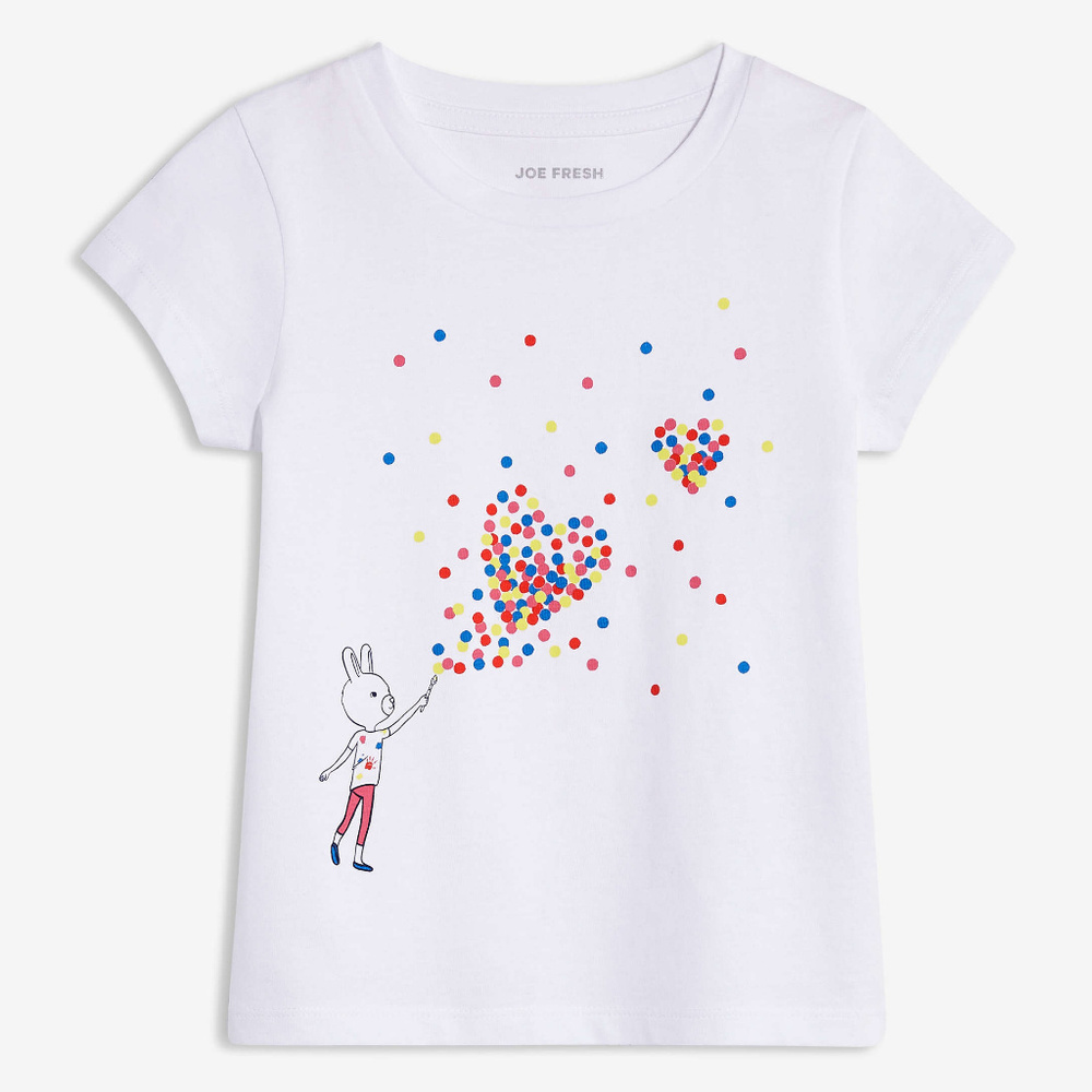 NWT Joe Fresh Toddler Girls Graphic Confetti Tee - Picture 1 of 2